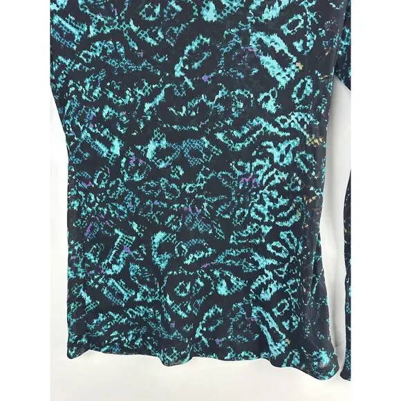 Diane von Furstenberg Remy Mesh Top Mock Neck Sheer Leopard Snake Patina Medium - Picture 11 of 14